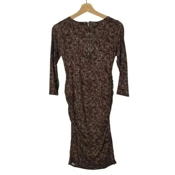 Jessica Simpson Maternity Purple Printed Long Sleeve Bodycon Mini Dress S - Picture 2 of 3